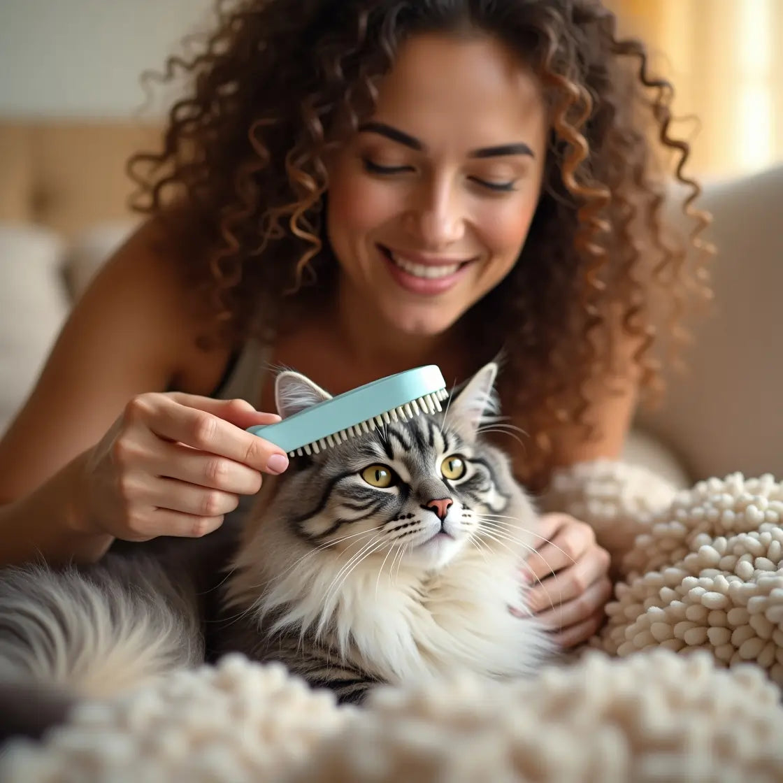 Cat Grooming Brush - Effective Hair Removal Tool for Cats, Kittens, and Puppies