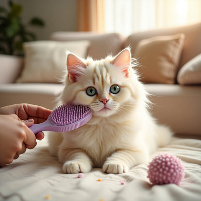 Cat Grooming Brush - Effective Hair Removal Tool for Cats, Kittens, and Puppies
