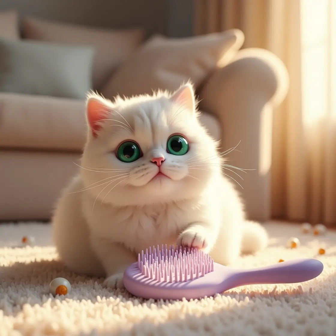 Cat Grooming Brush - Effective Hair Removal Tool for Cats, Kittens, and Puppies